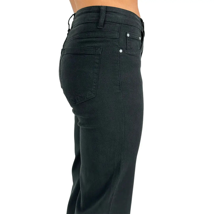 Bassini Jeans Donna Nero Over in Morbido Bull di Cotone Elasticizzato