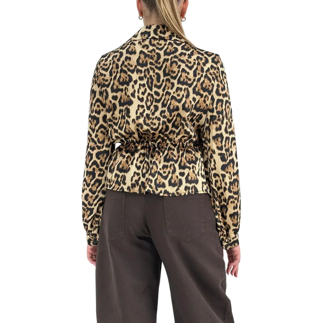 Bassini Camicia Donna Maculata Incrociata con Fiocco Laterale ed Elastico sul Retro