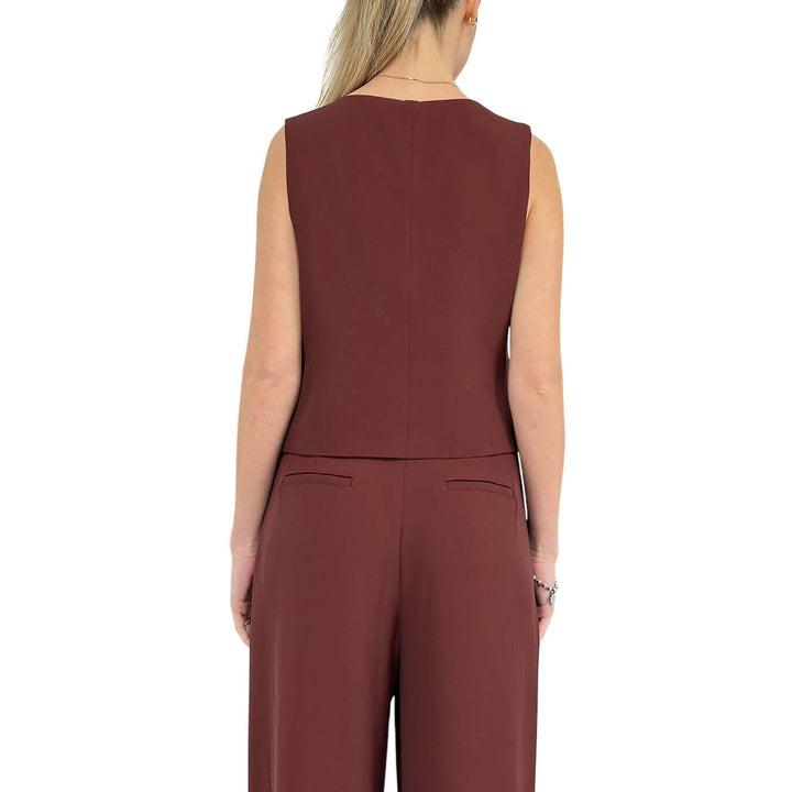 Tensione In Gilet Donna, Classico, Tessuto Misto, Rosso