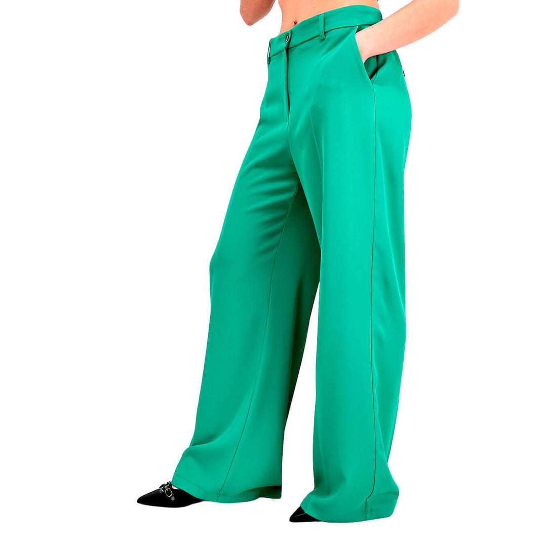 Tensione In Pantaloni Donna, Classico, Leggermente Svasato, Verde - BassiniBoutique.it