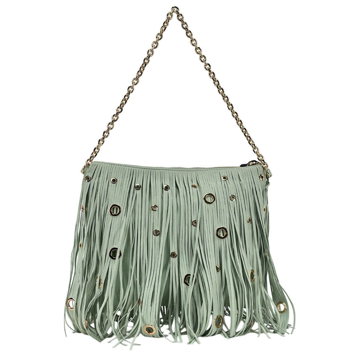 La Carrie Borsa Donna, Shoulder Bag, Frange, Ecopelle, Verde