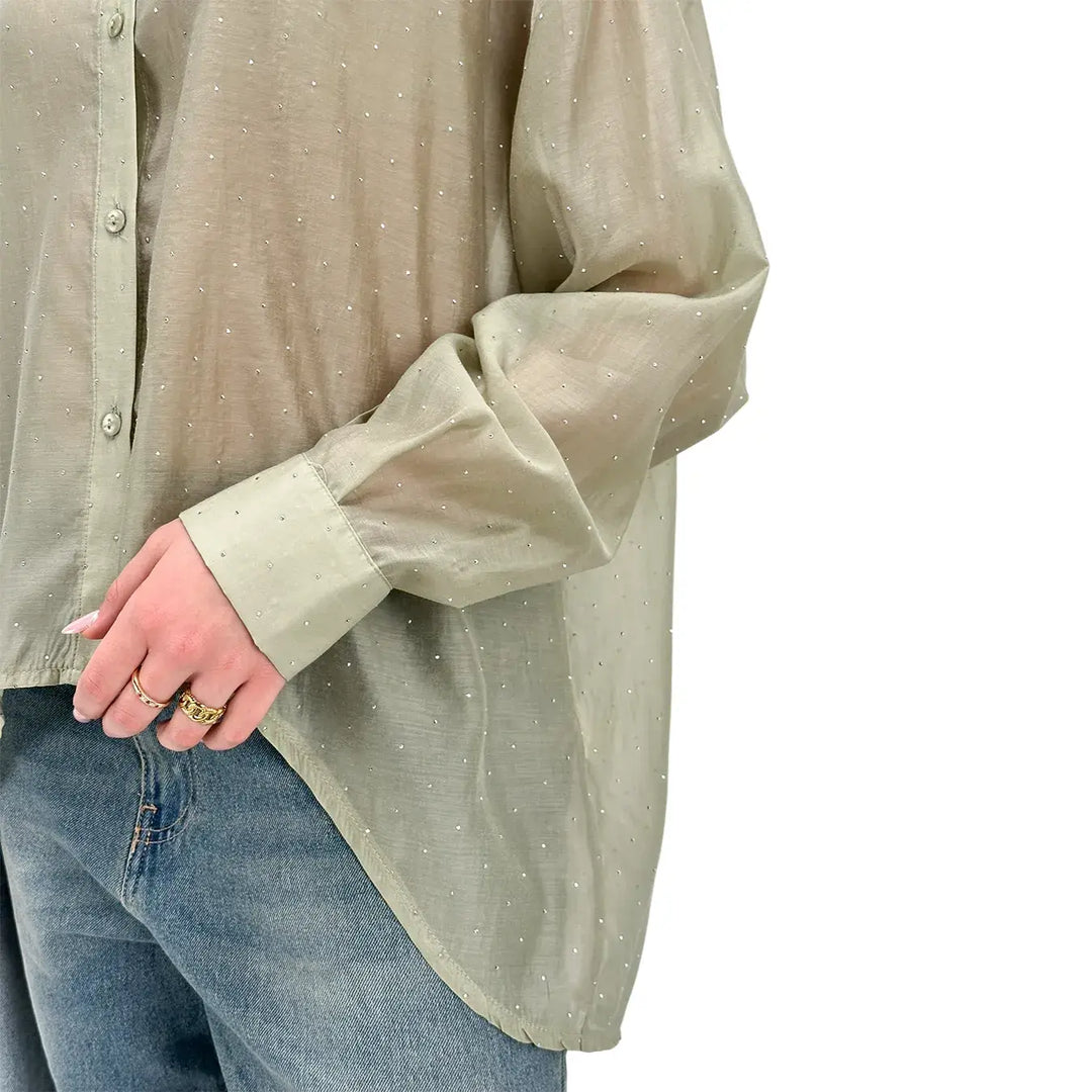 Kontatto, Camicia, Donna, Strass, verde