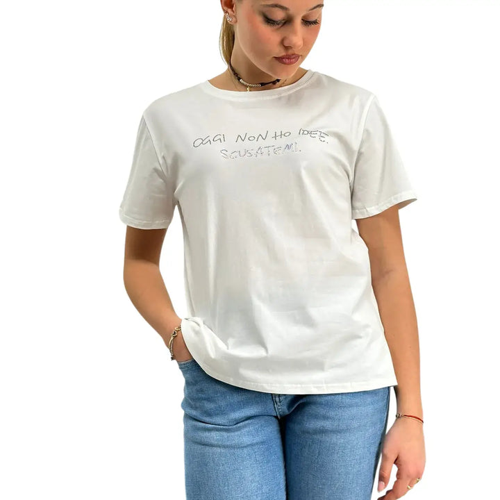 Bassini, T-Shirt, Donna, Cotone, Bianco