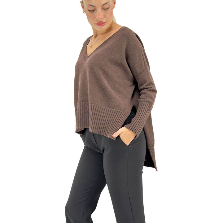 Relish, Maglia, Vosis, Scollo V, Donna, Viscosa, Marrone