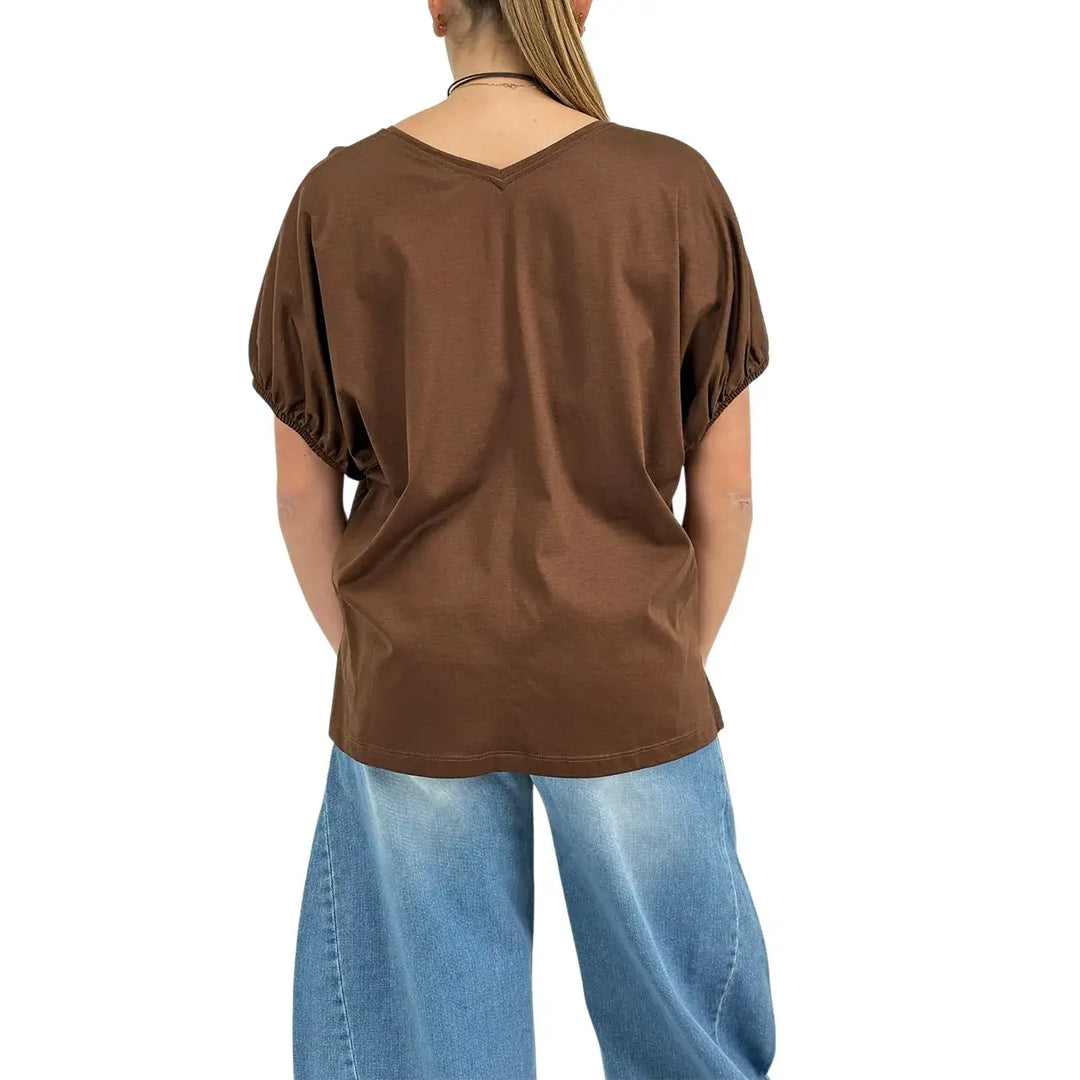 Ottod'Ame, T-Shirt, Donna, Cotone Modal, Cioccolato