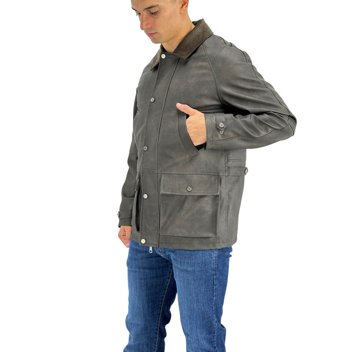 BL.11 Giubbotto oleato, Uomo, Poliestere, Verde