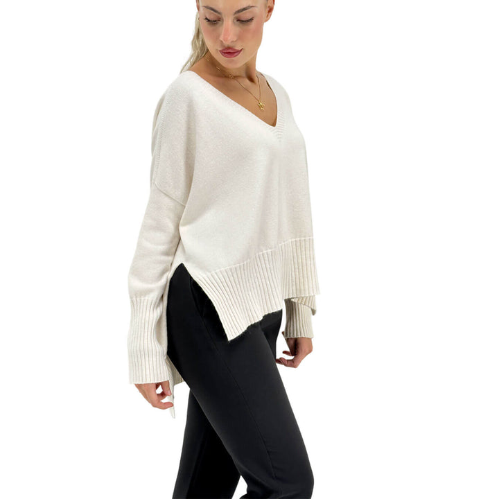 Relish, Maglia, Vovis, Scollo V, Viscosa, Latte
