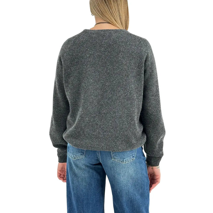 Bassini Maglia Donna Bosco Girocollo Oversize con Maniche Raglan e Orlo a Costine