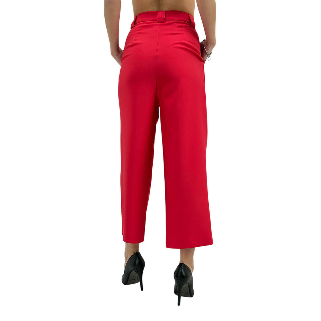 Relish Inkos Pantaloni Donna, Modello Capri, Vita Alta, Rosso