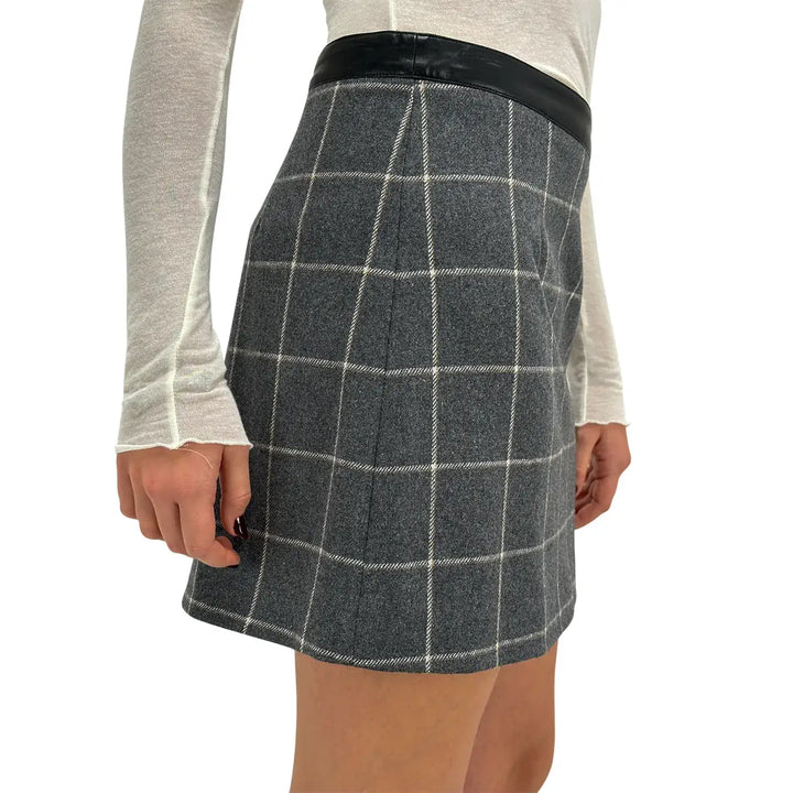 Koralline, Gonna, Donna, Quadri, Misto Lana, Grigio