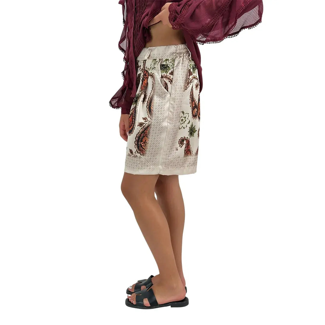 Bassini Shorts Donna Cipria con Fantasia Cashmere in Poliestere