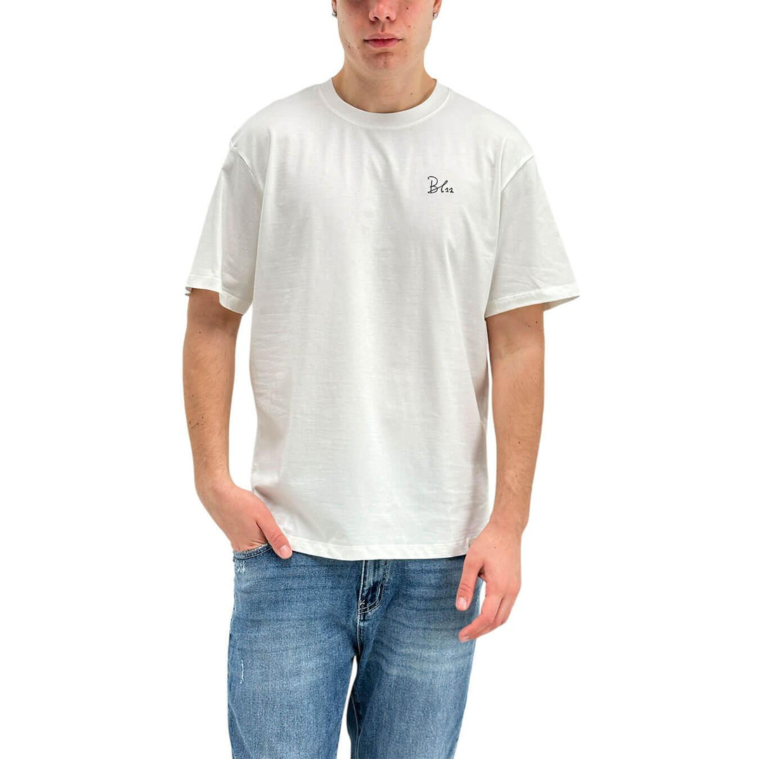 BL.11 Block Eleven T-Shirt Basic Uomo, Girocollo, Cotone, Bianco