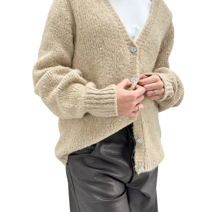 Motel, Cardigan, Donna, Tessuto Misto, Beige