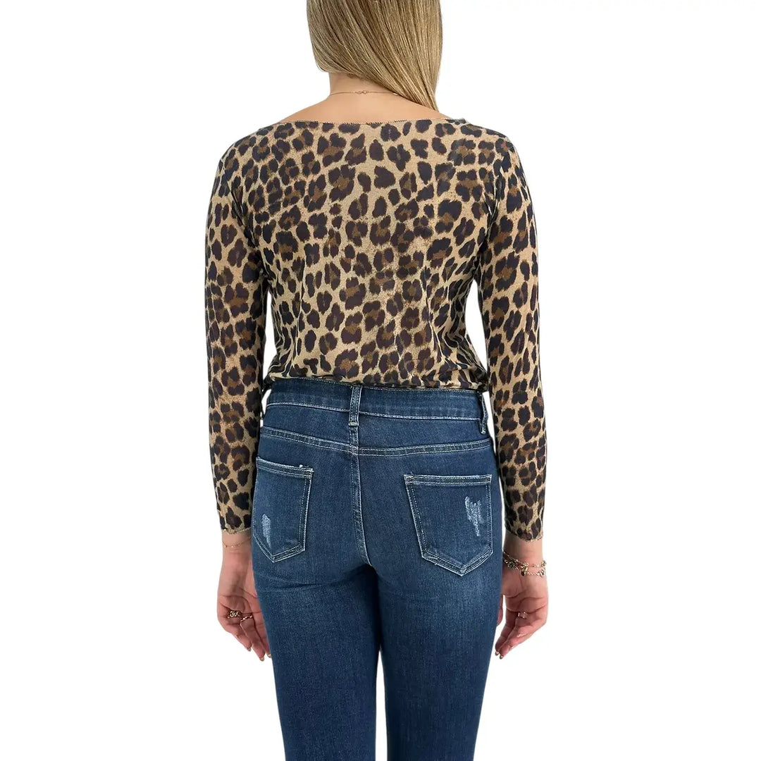 Bassini Maglia Cashmerina Donna Maculata Ultralight con Scollo a Barca e Maniche Lunghe