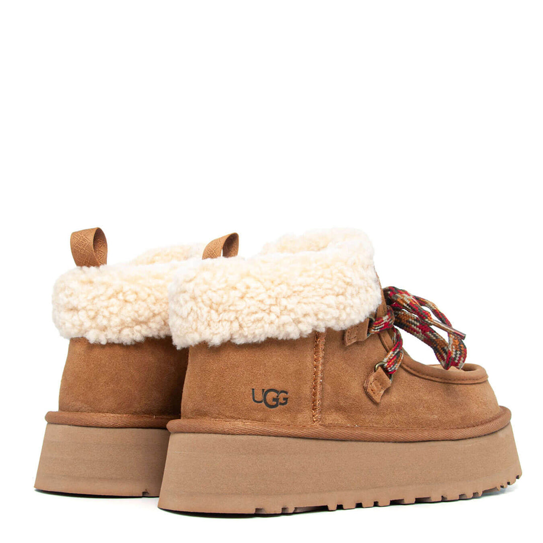 Ugg Women's Boots, Funkarra Cabin Cuff, Lace Up, Suede, Chestnut