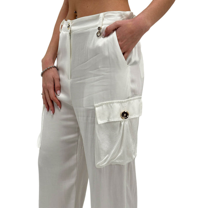 Relish Norma Pantaloni Donna, Vita Alta, Tasconi, Bianco