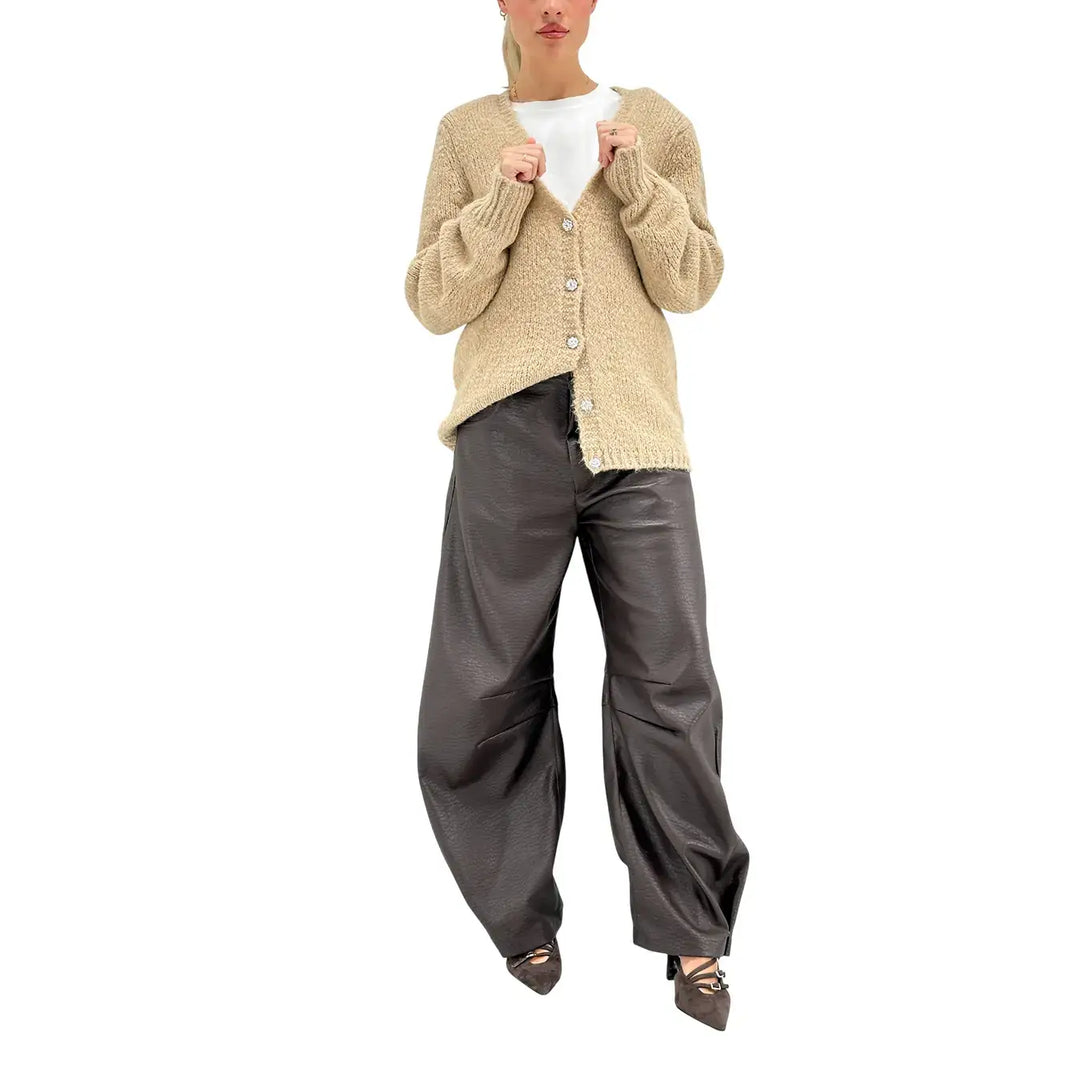 Motel, Cardigan, Donna, Tessuto Misto, Beige