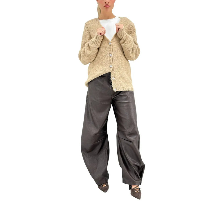 Motel, Cardigan, Donna, Tessuto Misto, Beige