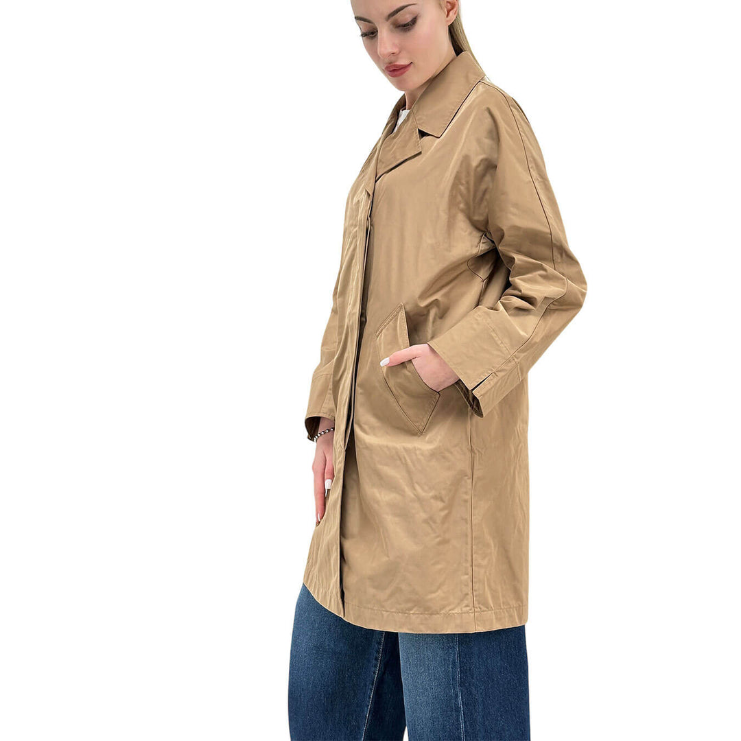 Oof Wear Cappotto Donna, Trench, Tessuto Memory, Beige