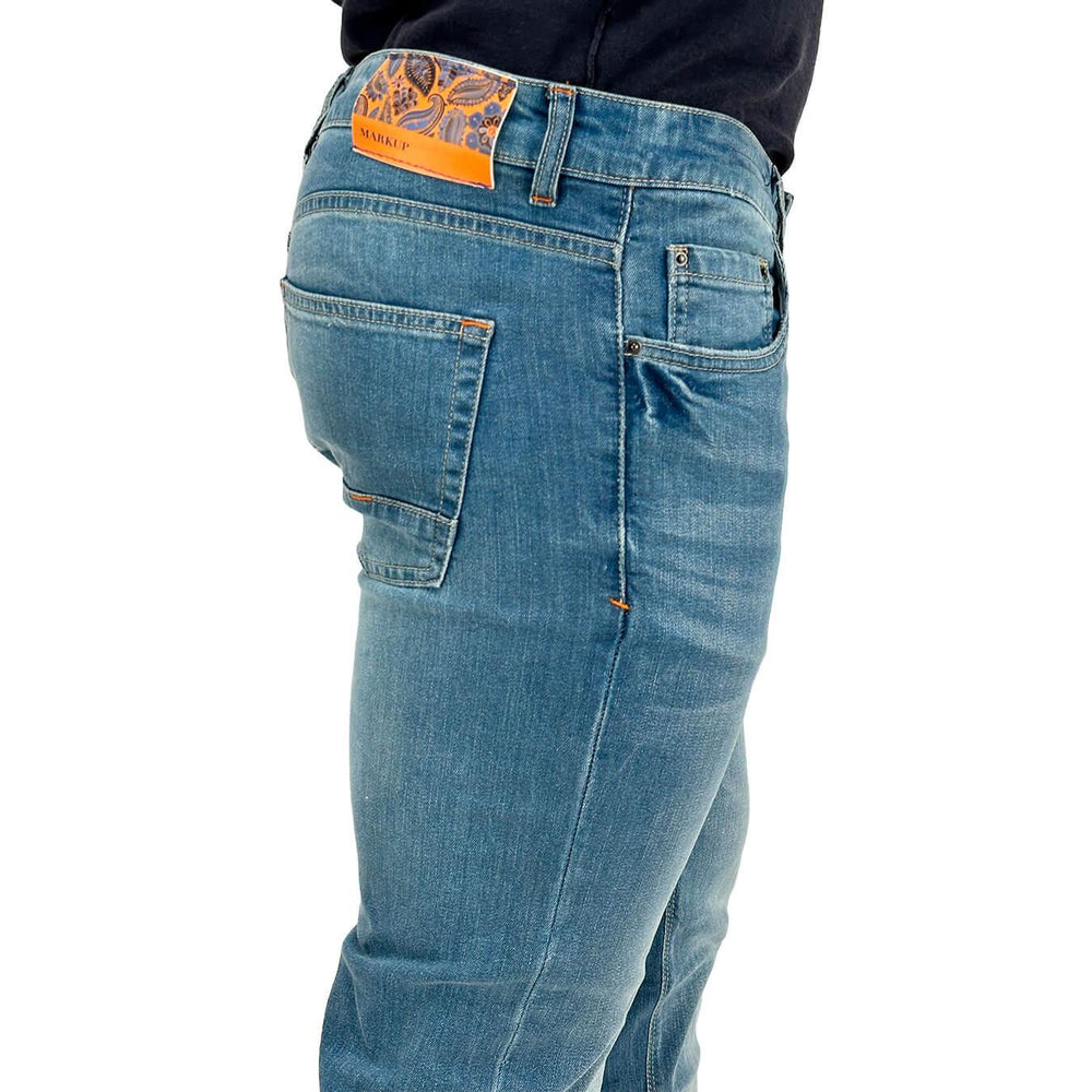 MarKup Pantaloni Uomo, Jeans, Denim, 5 Tasche, Cotone, Blu Medio - BassiniBoutique.it