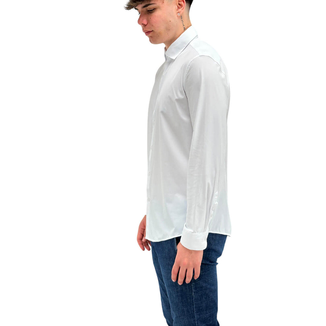 MarKup Camicia Uomo, Basic, Colletto Classico, Tessuto Misto, Bianco