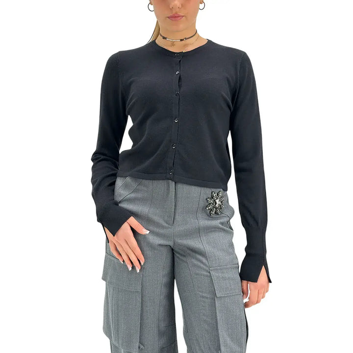 Koralline, Cardigan, Donna, Tessuto Misto, Nero