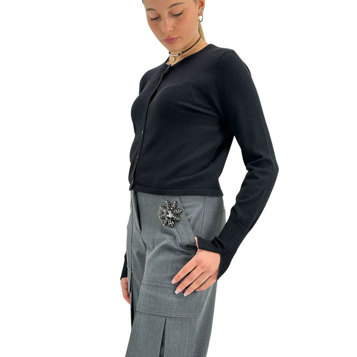 Koralline, Cardigan, Donna, Tessuto Misto, Nero