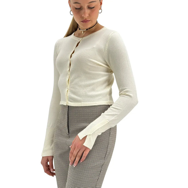 Koralline, Cardigan, Donna, Tessuto Misto, Panna