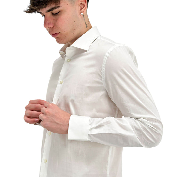 MarKup Camicia Uomo, Basic, Colletto Classico, Popeline, Bianco