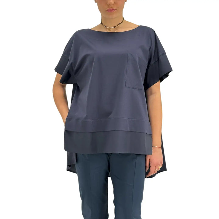 Meimeij, T-Shirt, Donna, Girocollo, Cotone, Blu