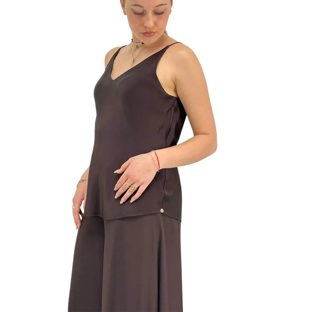 Ottod'Ame, Top, Donna, Spalline Sottili, Marrone