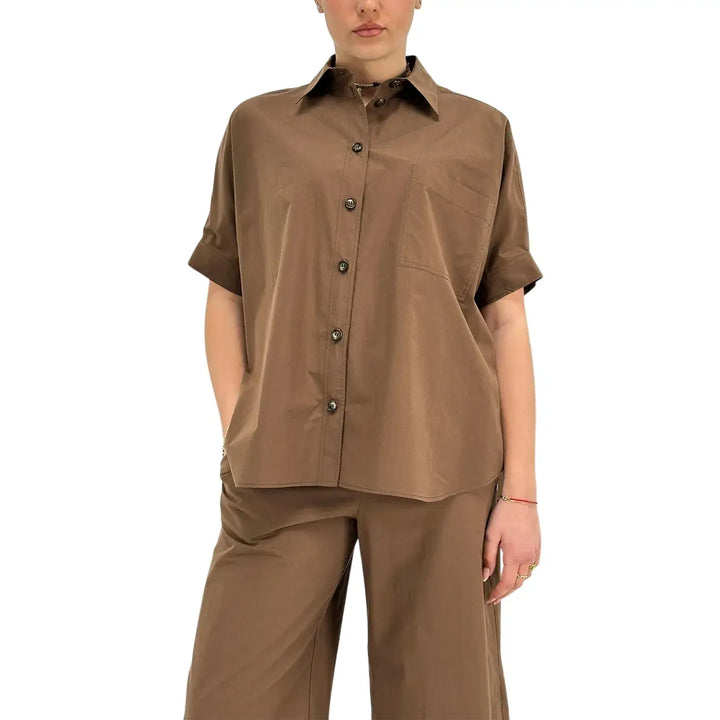 Ottod'Ame, Camicia, Donna, Maniche Corte, Cioccolato
