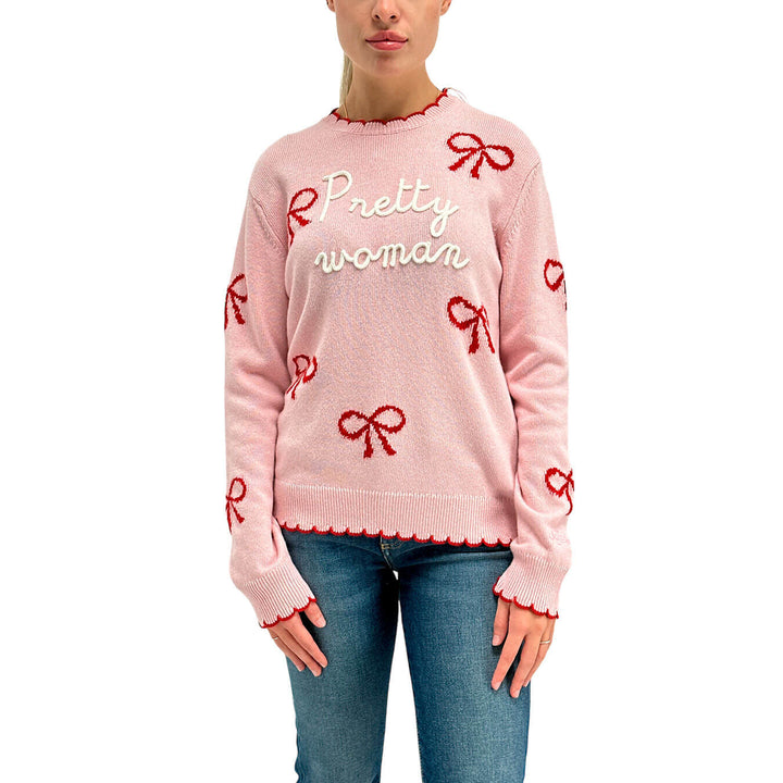 Mc2 Saint Barth New Queen Women's Sweater, Bows, Wool, Pink