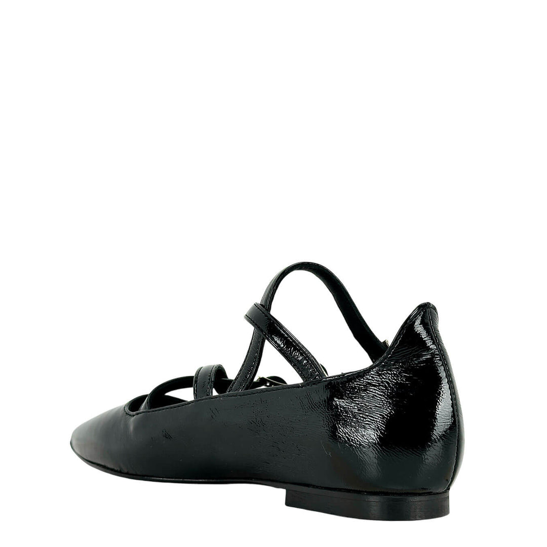 Divine Follie Women's Shoes, Ballerina Delia, Buckles, Naplak, Black