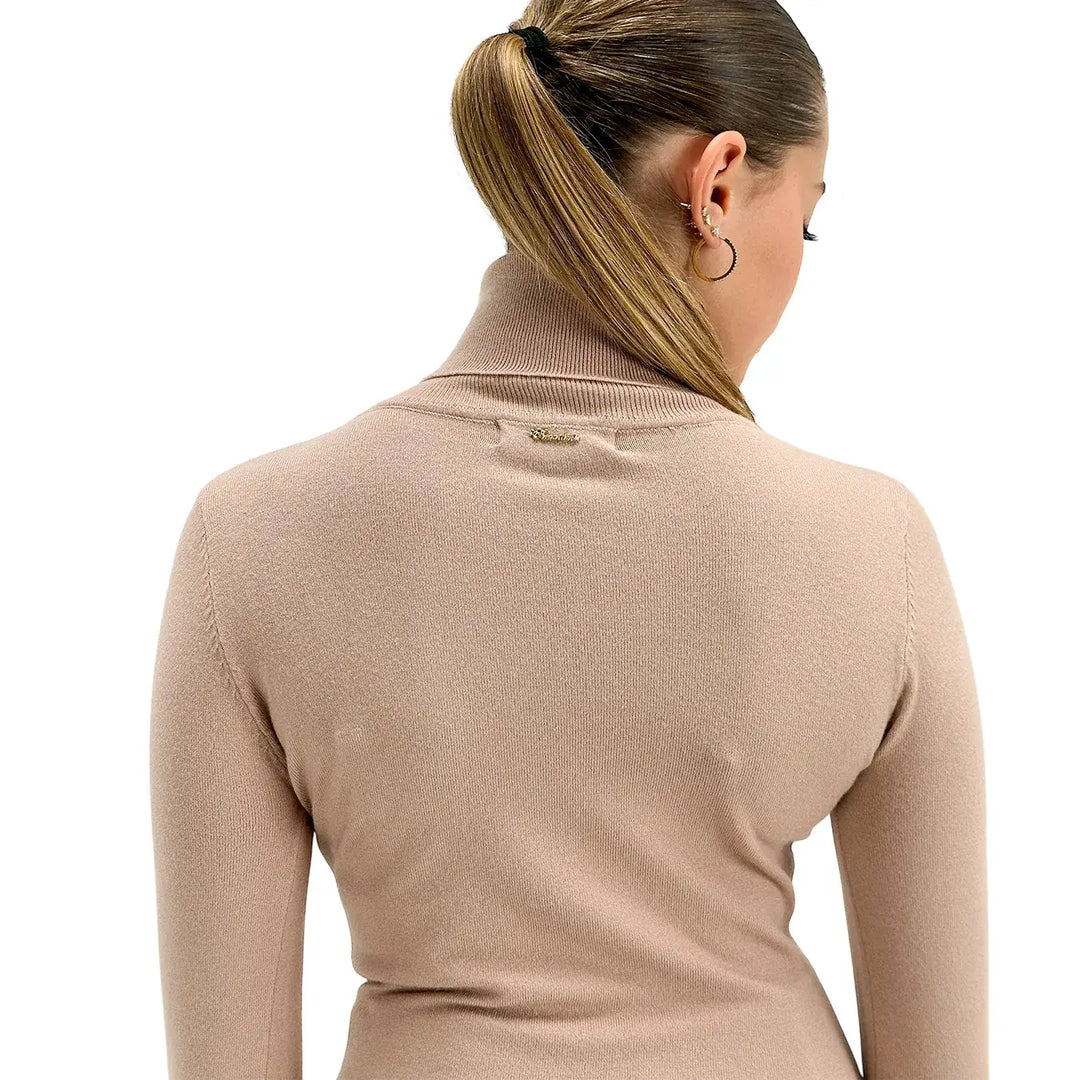 Koralline, Maglia Lupetto, Donna, Tessuto Misto, Sabbia