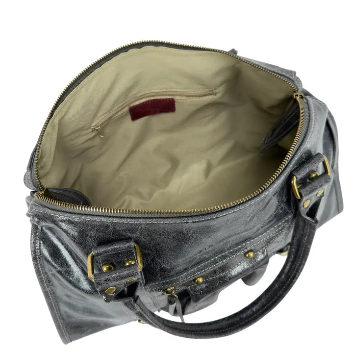 Bassini, City Bag, Grande, Vera Pelle, Grigio
