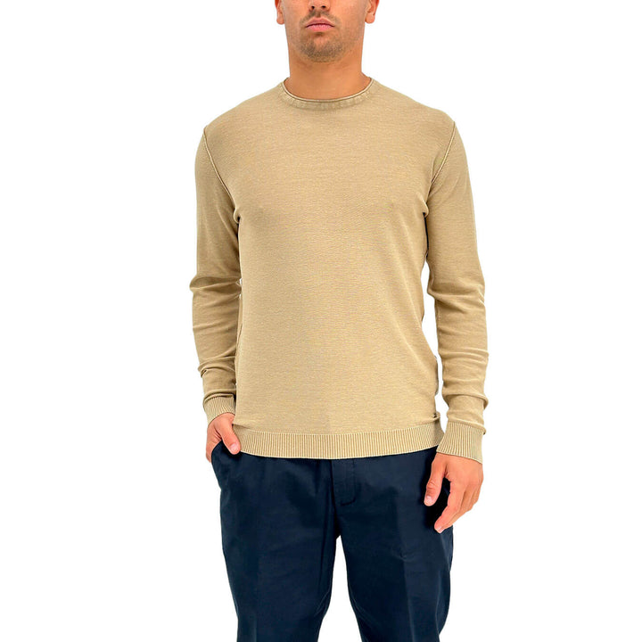 MarKup Maglia Uomo, Basic, Girocollo, Lino, Beige