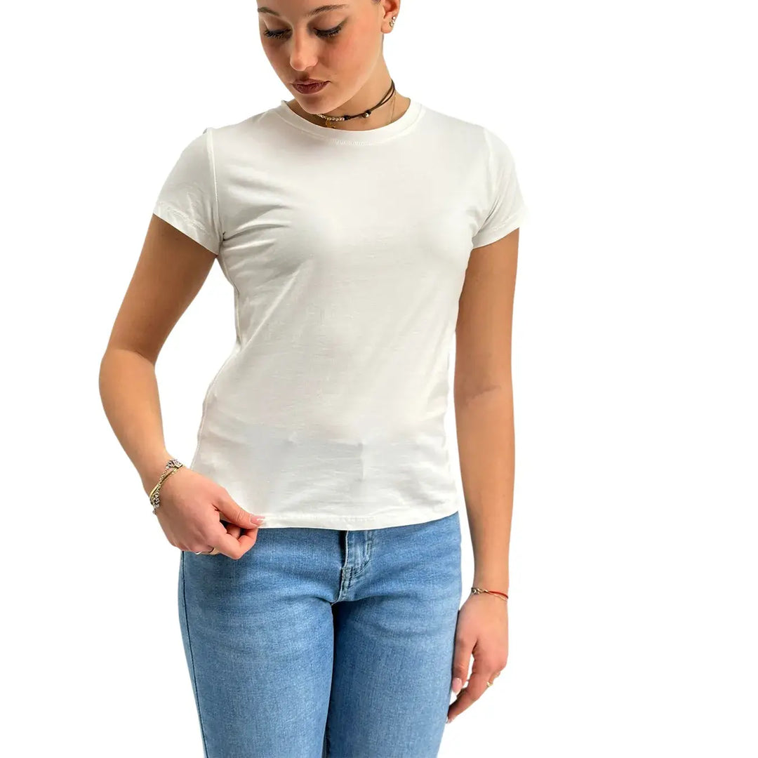 Bassini, T-Shirt, Donna, Cotone, Bianco