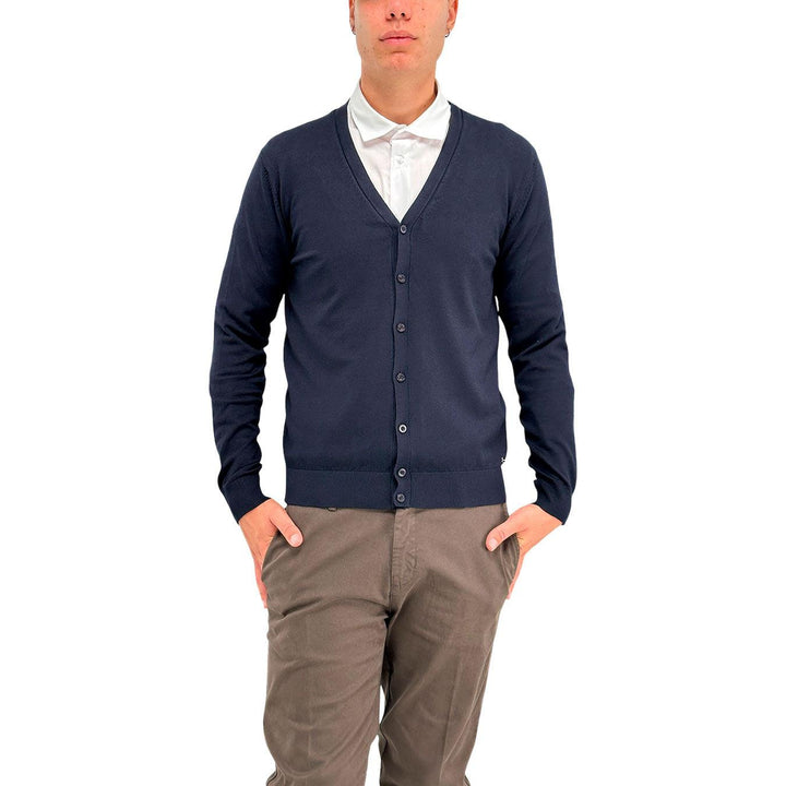 MarKup Men's Sweater, Cardigan, Solid Color, Mixed Fabric, Blue