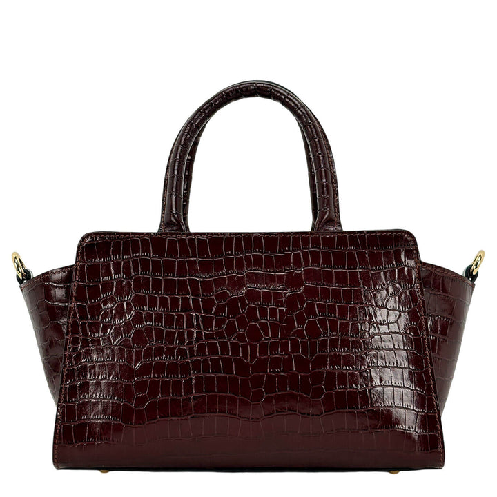 Avenue67 Letizia Women's Bag, Handbag, Crocodile Print Leather, Brown