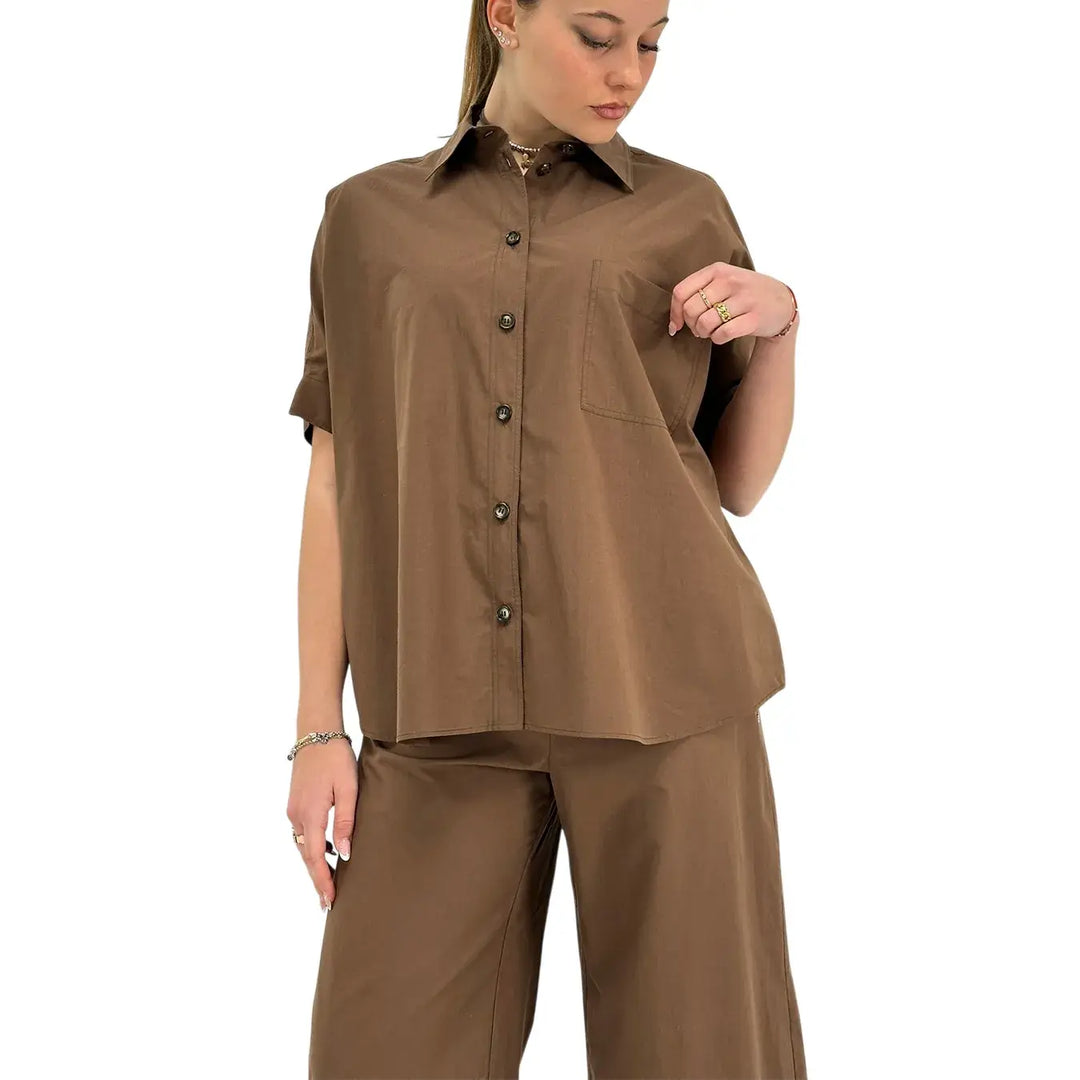 Ottod'Ame, Camicia, Donna, Maniche Corte, Cioccolato