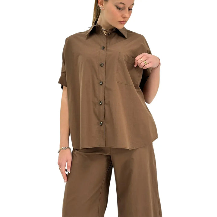 Ottod'Ame, Camicia, Donna, Maniche Corte, Cioccolato