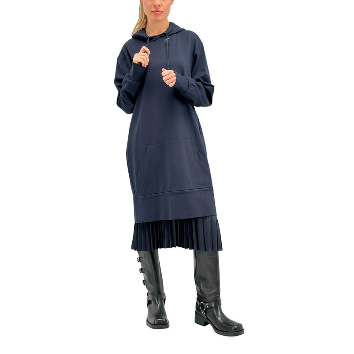 Meimeij Abito Felpa Donna, Sottoveste Plissettata, Tessuto Misto, Blu