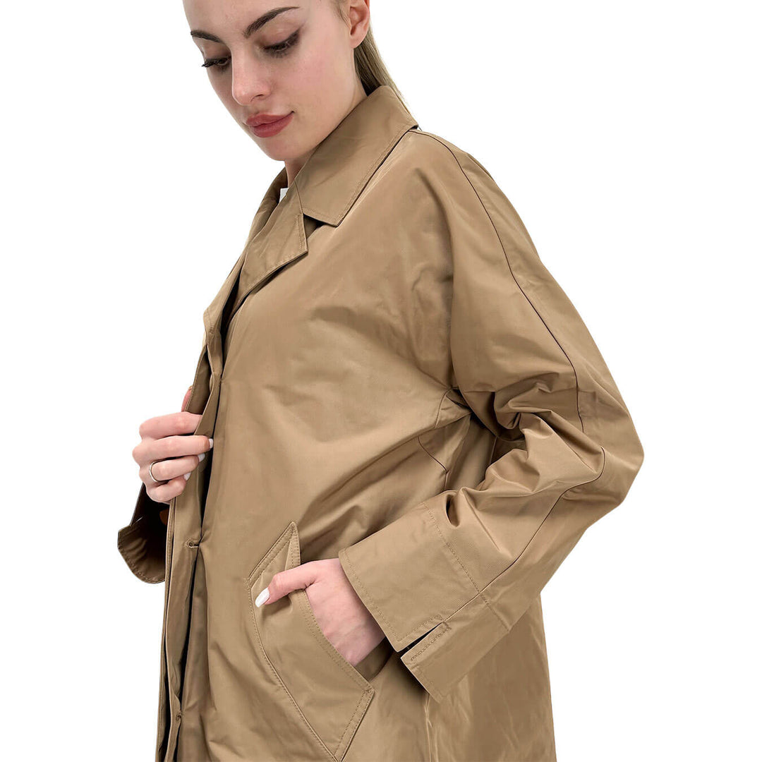 Oof Wear Cappotto Donna, Trench, Tessuto Memory, Beige