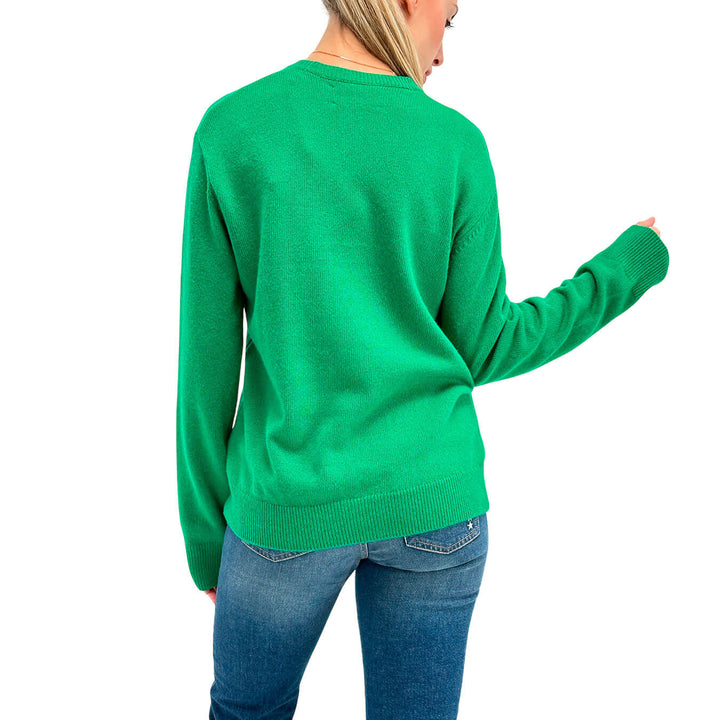 Mc2 Saint Barth Kyla Women's Sweater, Front Writing, Wool, Green