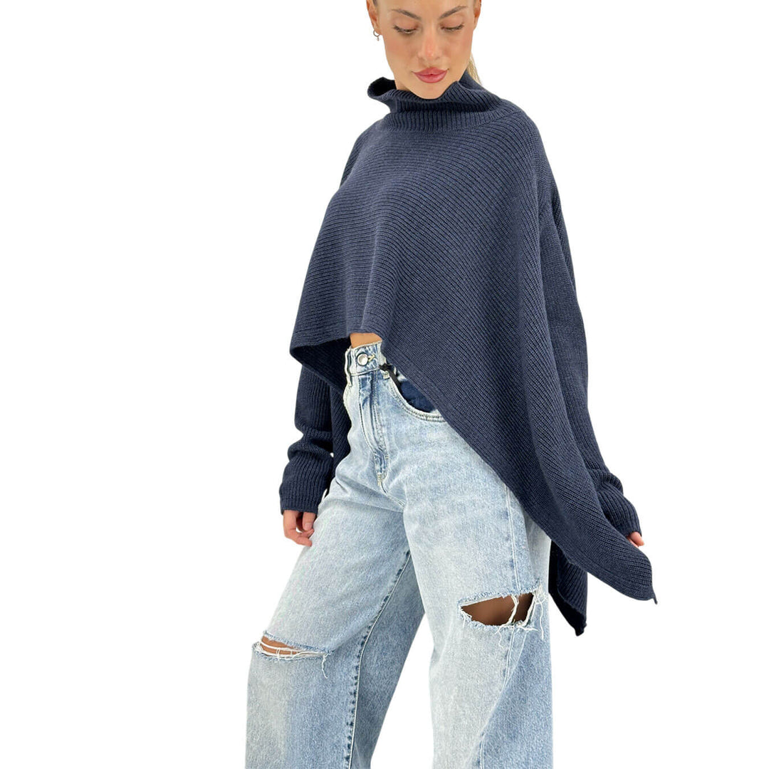 Relish, Maglia, Donna, Taso, Collo Alto, Acrilico, Blu