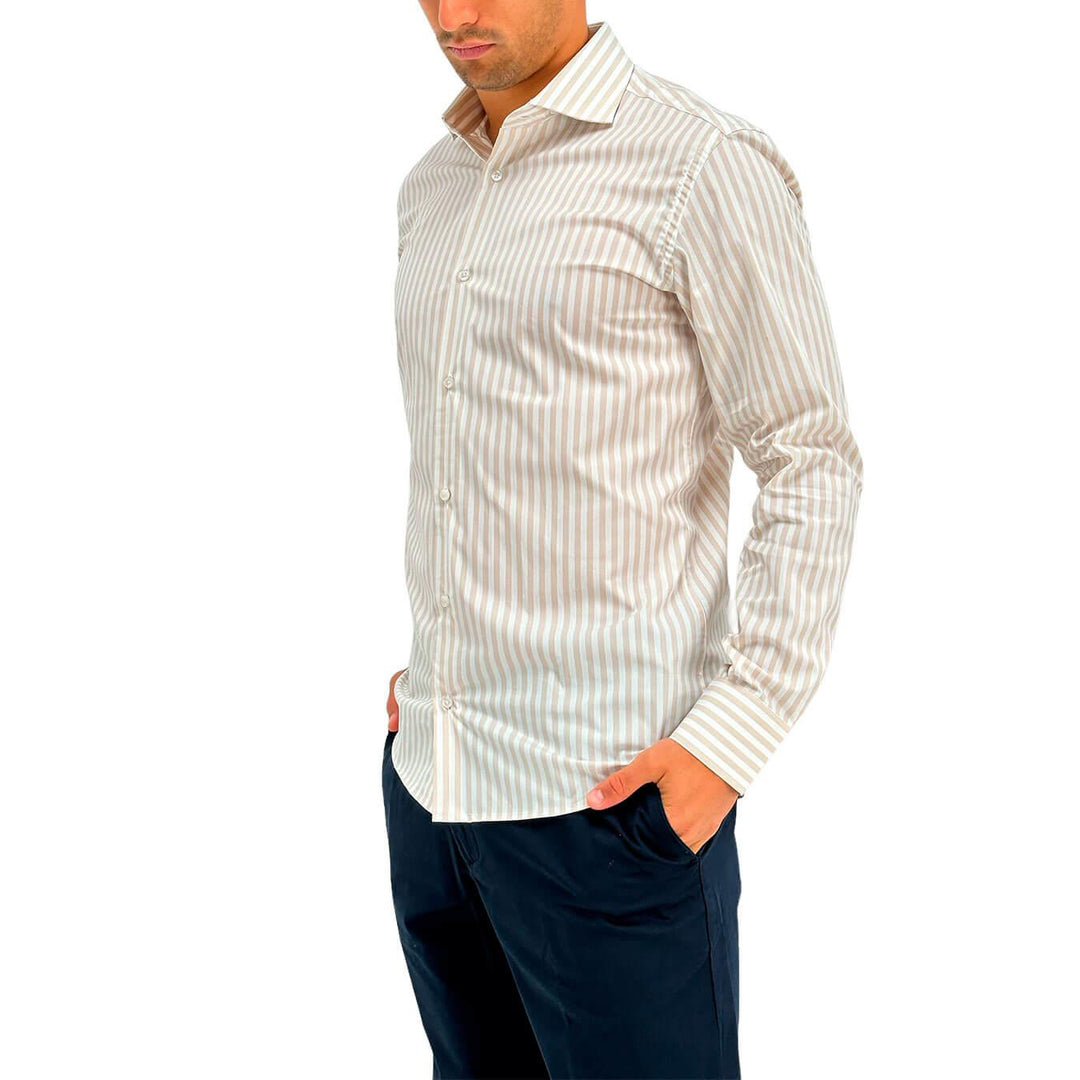 Edd Camicia Isidro Uomo, Collo Classico, Fantasia Righe, Cotone Misto - BassiniBoutique.it