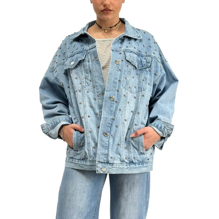 Bassini, Giubbotto Jeans, Donne, Cotone, Blu