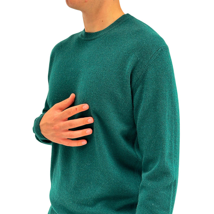 Refabrics Men's Sweater, Basic, Crewneck, Cashmere, Green