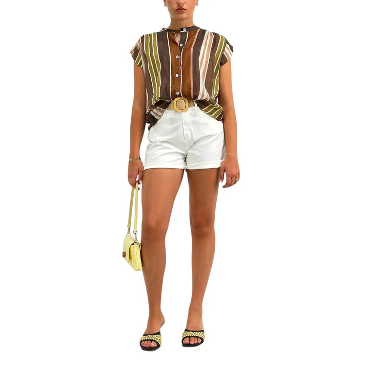 Motel Shorts Donna Bianchi in Cotone Elasticizzato con Vestibilità Casual
